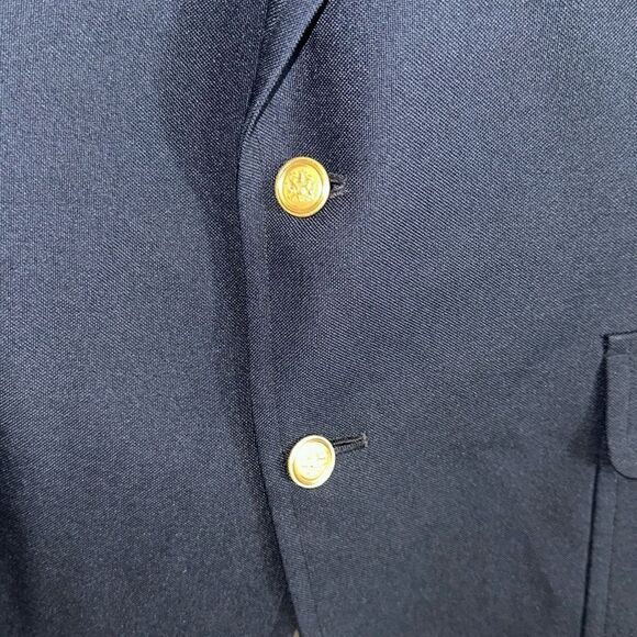 Towncraft 46L Navy Gold Tone Buttons Elegant Stunning Sport Blazer Jacket - Picture 7 of 13